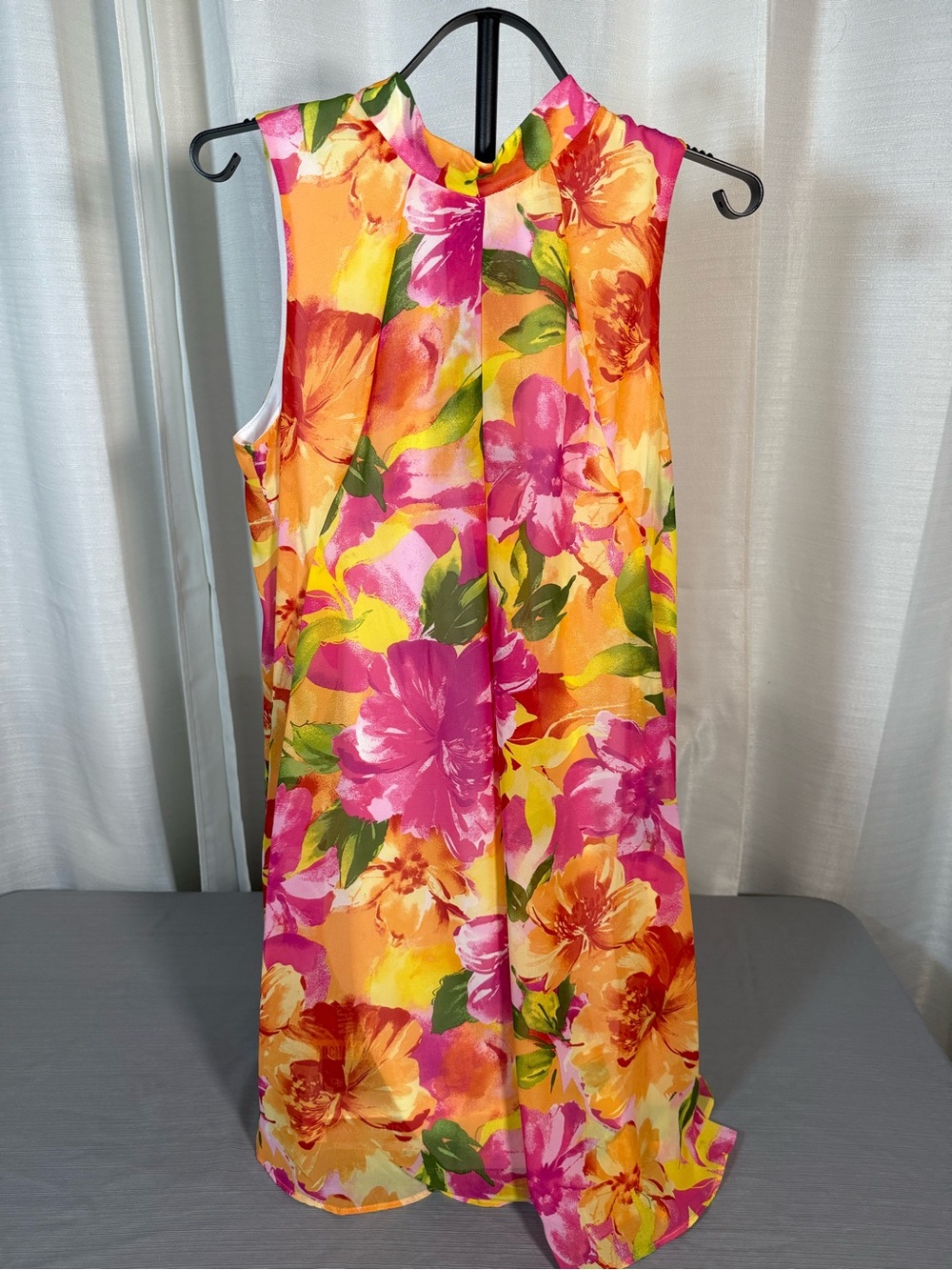 Robbie Bee Pink Orange Yellow Floral Mini Dress